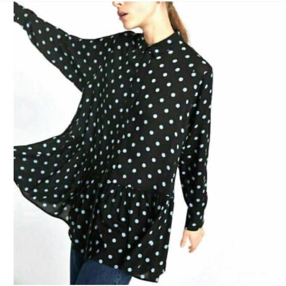 Zara Woman Oversized Drop Waist Polka Dot Tunic Size Medium - Picture 3 of 11